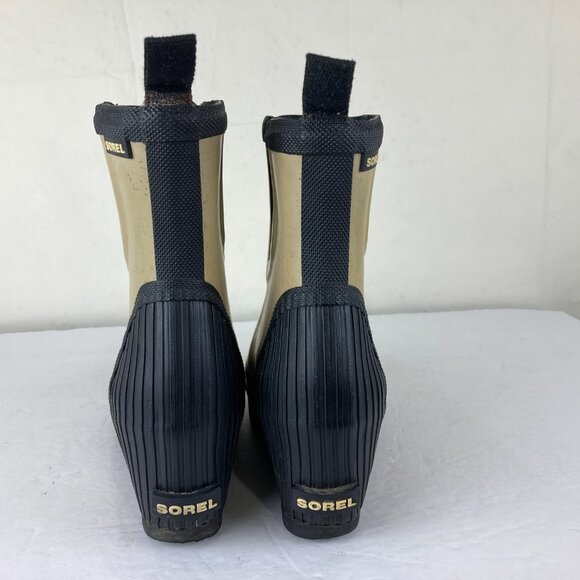 Sorel Joan Womens Sz 7.5 Tan Rain Wedge Lined Rubber Boot Waterproof - Picture 9 of 10